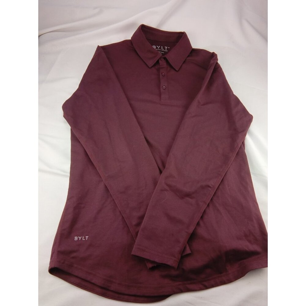 Men BYLT  Premium Basics Signature Red Button Up Shirt Size L Large Long Sleeves